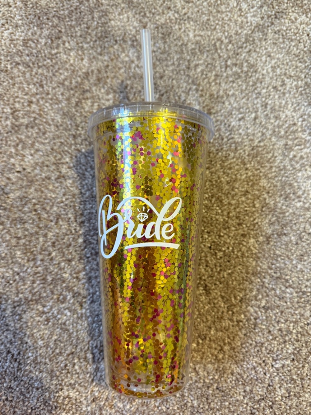 Glitter Bride Tumbler Cup - Gold Confetti
